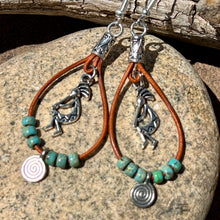 Load image into Gallery viewer, Kokopelli leather earrings