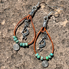 Load image into Gallery viewer, Kokopelli leather earrings