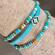 Load image into Gallery viewer, Boho beaded braided leather bracelet - turquoise