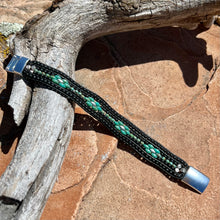 Load image into Gallery viewer, Cuff bracelet, black/turquoise/silver