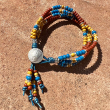 Load image into Gallery viewer, 4-strand blue/terra cotta/ tan stone