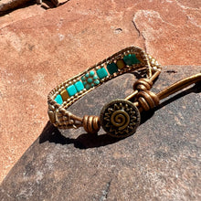 Load image into Gallery viewer, Turquoise/gold beaded bracelet