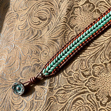Load image into Gallery viewer, Turquoise/terra cotta herringbone bracelet