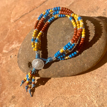 Load image into Gallery viewer, 4-strand blue/terra cotta/ tan stone