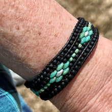 Load image into Gallery viewer, Cuff bracelet, black/turquoise/silver