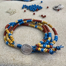 Load image into Gallery viewer, 4-strand blue/terra cotta/ tan stone