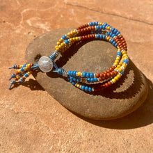 Load image into Gallery viewer, 4-strand blue/terra cotta/ tan stone