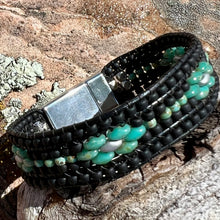 Load image into Gallery viewer, Cuff bracelet, black/turquoise/silver