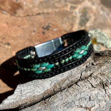 Load image into Gallery viewer, Cuff bracelet, black/turquoise/silver