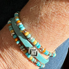 Load image into Gallery viewer, Boho beaded braided leather bracelet - turquoise
