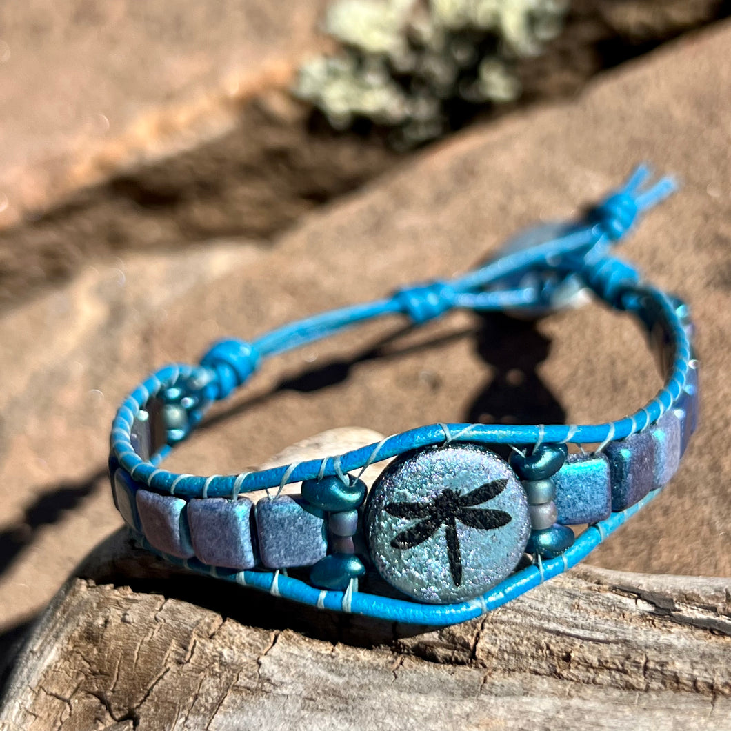 Shimmery blue dragonfly bracelet