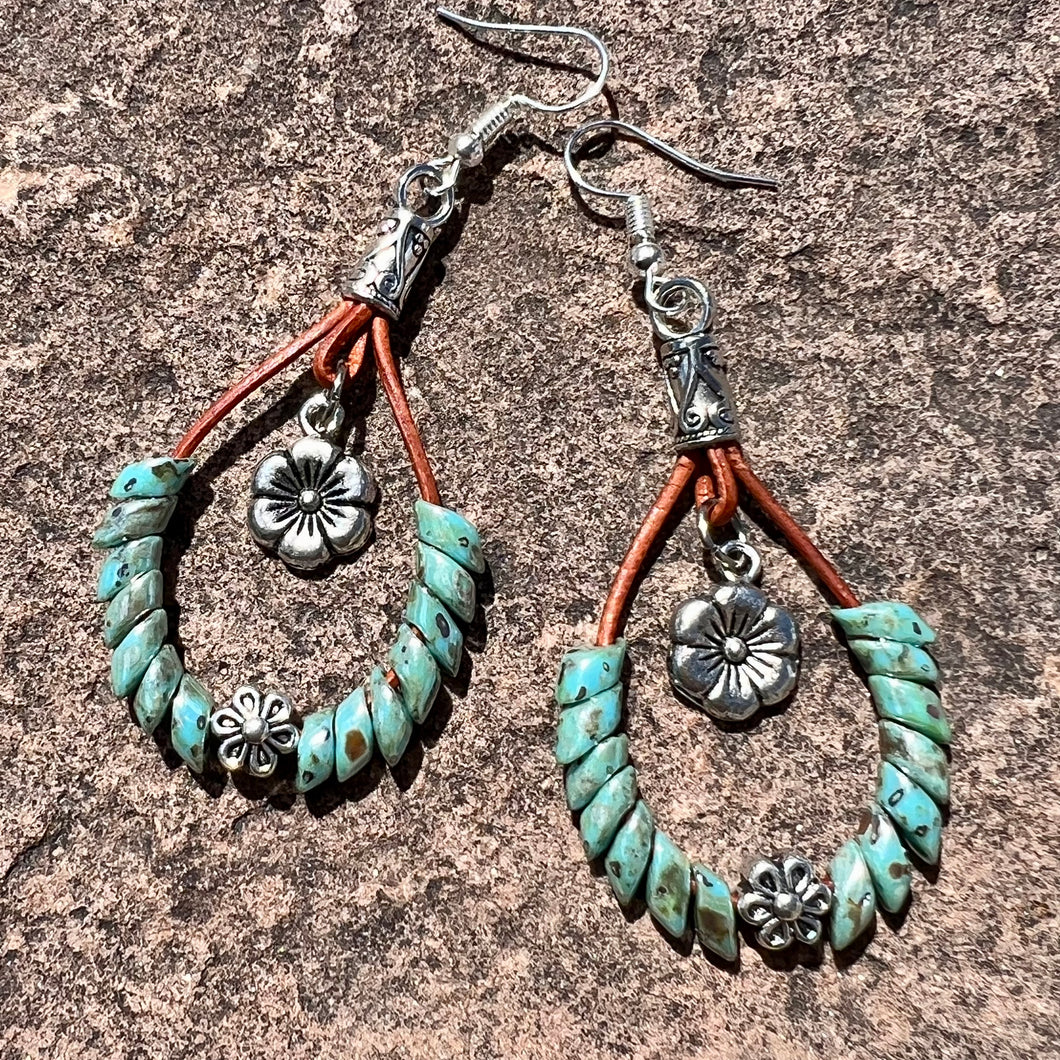 Floral Phoenix leather earrings