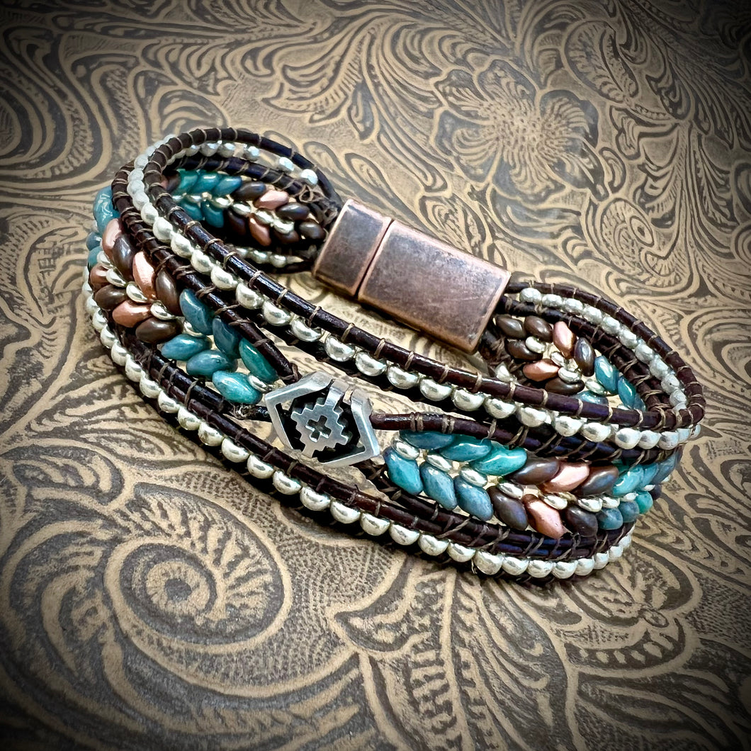 Eagle Spirit bracelet -blue, bronze, copper