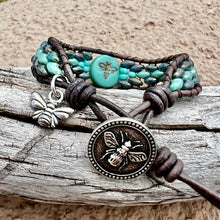 Load image into Gallery viewer, “Bee Happy” turquoise bracelet
