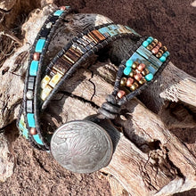 Load image into Gallery viewer, Triple wrap Picasso turquoise, cream, copper, and silver
