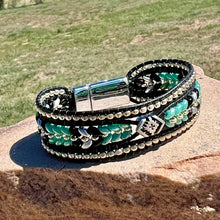 Load image into Gallery viewer, Eagle Spirit bracelet -turquoise, black, silver
