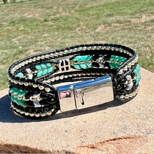 Load image into Gallery viewer, Eagle Spirit bracelet -turquoise, black, silver
