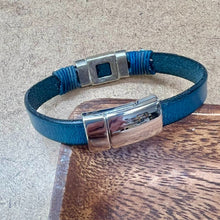 Load image into Gallery viewer, Horse bracelet on denim blue leather
