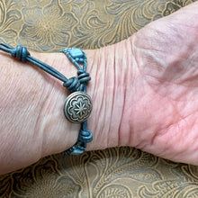 Load image into Gallery viewer, Dragonfly bracelet in distressed denim blue
