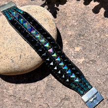 Load image into Gallery viewer, Pyramid bead “Biker Chick” bracelet
