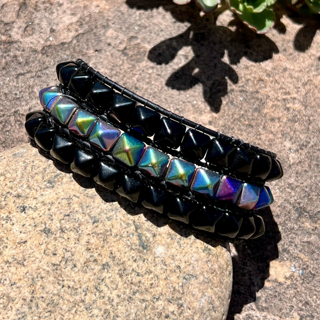 Pyramid bead “Biker Chick” bracelet