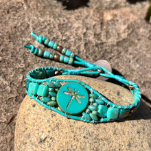 Load image into Gallery viewer, Turquoise dragonfly bracelet
