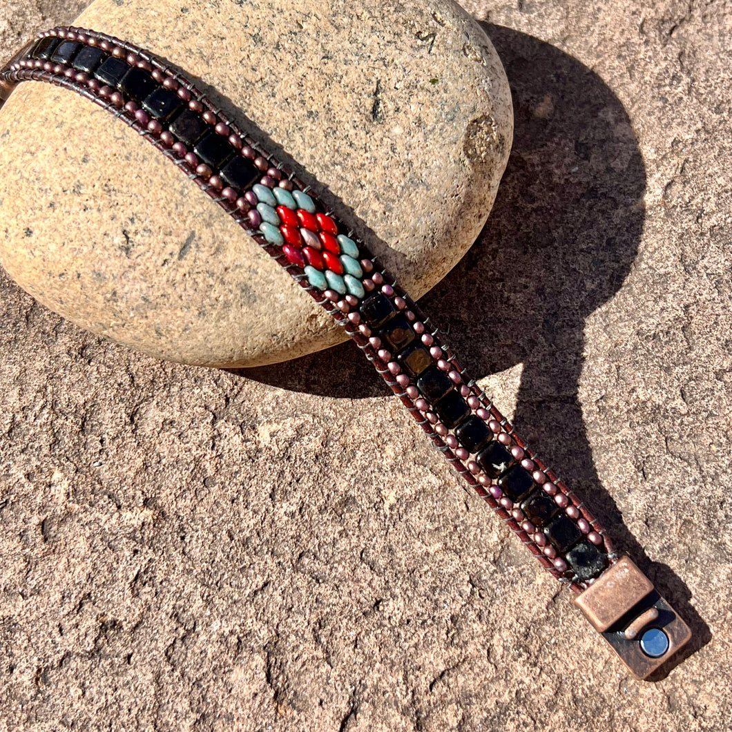 Lariat magnetic dark brown bracelet