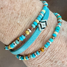 Load image into Gallery viewer, Boho beaded braided leather bracelet - turquoise
