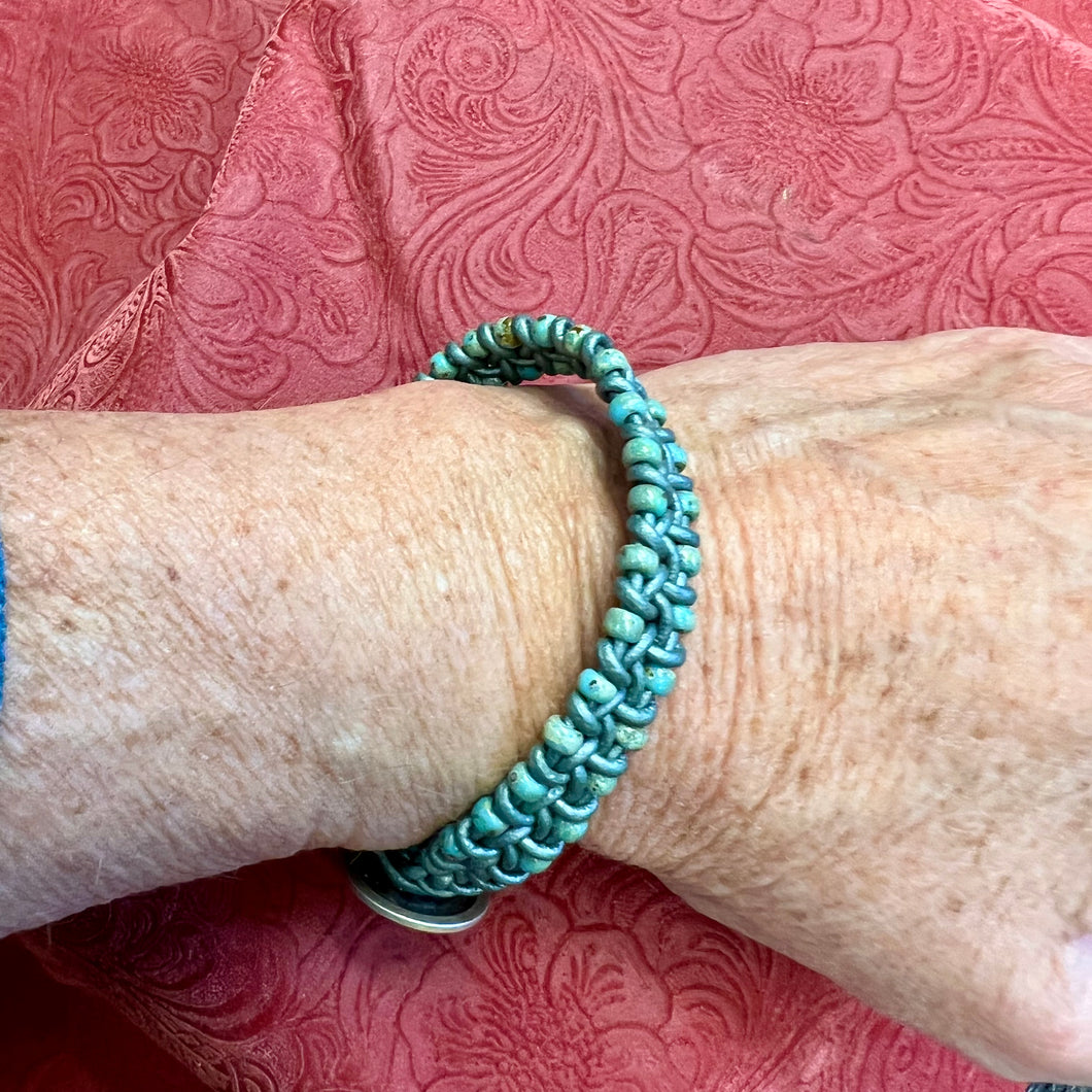 Turquoise herringbone macrame bracelet