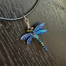 Load image into Gallery viewer, Dragonfly necklace blue wings
