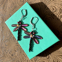 Load image into Gallery viewer, Dragonfly purple luster earrings
